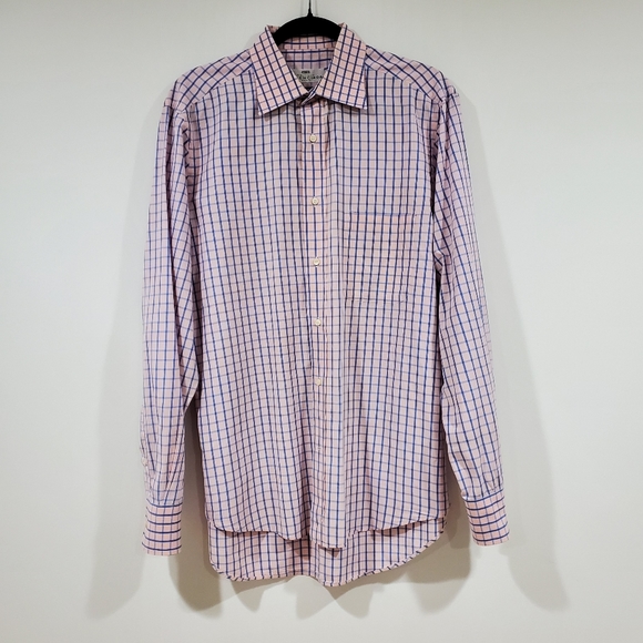Balenciaga Dress Button Plaid Shirt Men's Size 16 - Picture 1 of 9